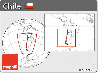 Blank Location Map of Chile, within the entire continent