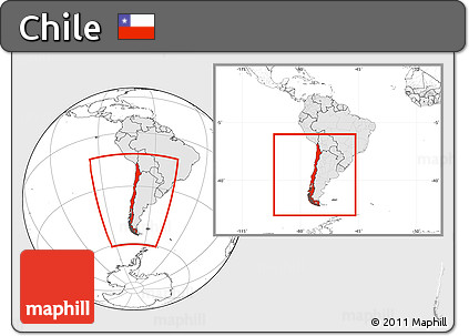 Blank Location Map of Chile, highlighted continent, within the entire continent