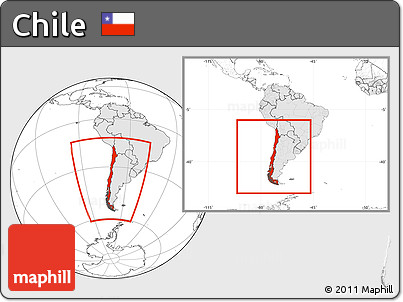 Blank Location Map of Chile, highlighted continent, within the entire continent