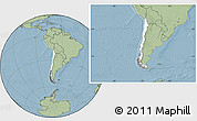 Blank Location Map of Chile, savanna style outside, hill shading outside