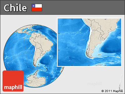 Blank Location Map of Chile, shaded relief outside