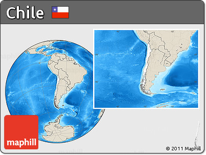Blank Location Map of Chile, shaded relief outside