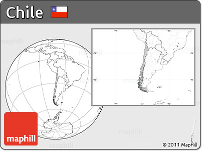 Gray Location Map of Chile, blank outside, hill shading inside