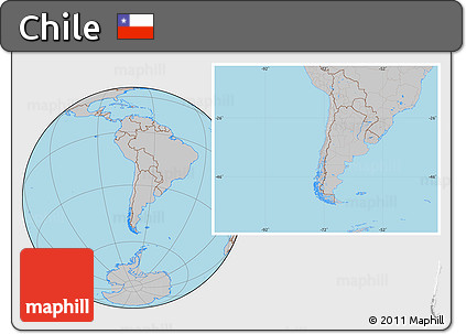 Gray Location Map of Chile, hill shading inside