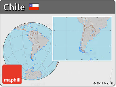 Gray Location Map of Chile, hill shading inside
