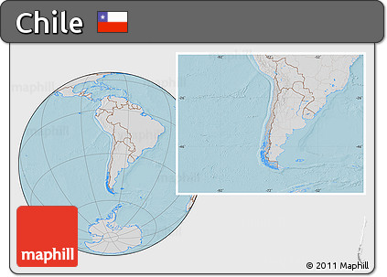 Gray Location Map of Chile, lighten, semi-desaturated, land only, hill shading