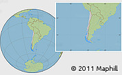 Gray Location Map of Chile, savanna style outside, hill shading inside
