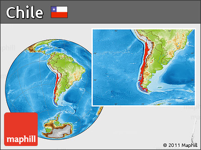 Physical Location Map of Chile