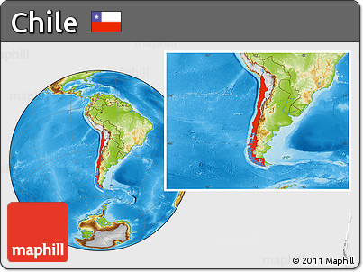 Physical Location Map of Chile