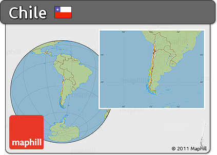 Physical Location Map of Chile, savanna style outside