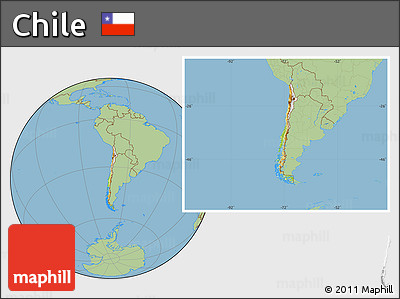 Physical Location Map of Chile, savanna style outside