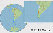 Physical Location Map of Chile, savanna style outside