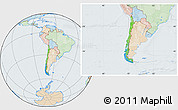 Political Location Map of Chile, lighten