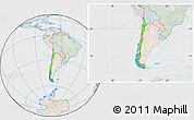 Political Location Map of Chile, lighten, semi-desaturated