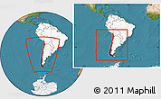 Satellite Location Map of Chile, highlighted continent, within the entire continent