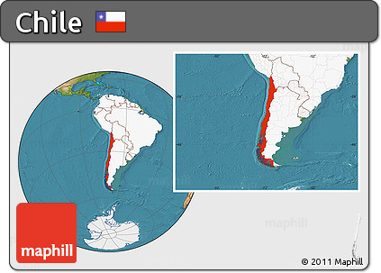 Satellite Location Map of Chile, highlighted continent