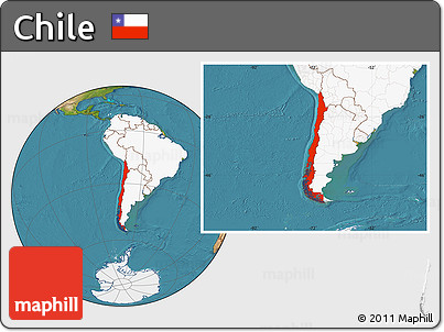 Satellite Location Map of Chile, highlighted continent