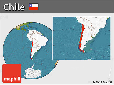 Satellite Location Map of Chile, highlighted continent