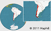 Satellite Location Map of Chile, highlighted continent