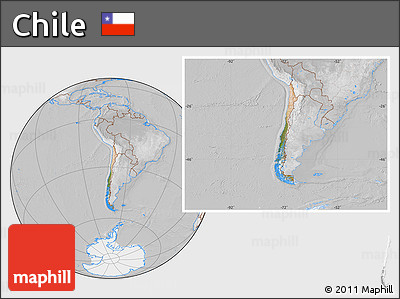 Satellite Location Map of Chile, lighten, desaturated