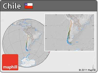 Satellite Location Map of Chile, lighten, desaturated