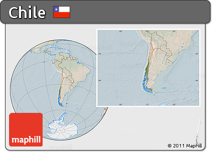 Satellite Location Map of Chile, lighten