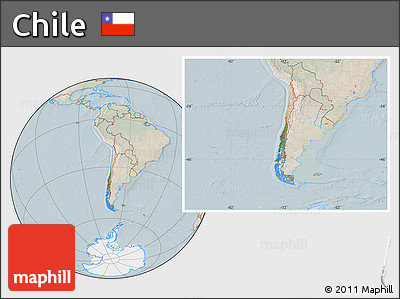 Satellite Location Map of Chile, lighten