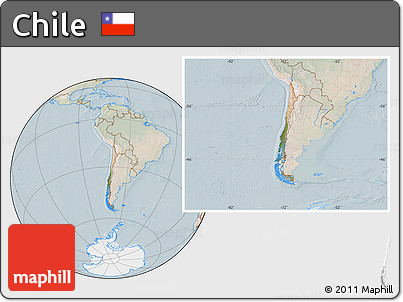 Satellite Location Map of Chile, lighten