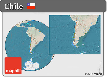 Satellite Location Map of Chile, lighten, land only