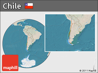 Satellite Location Map of Chile, lighten, land only