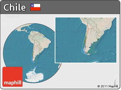 Satellite Location Map of Chile, lighten, land only