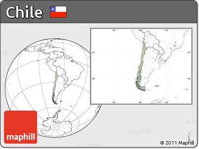 Savanna Style Location Map of Chile, blank outside, hill shading inside