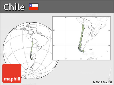 Savanna Style Location Map of Chile, blank outside, hill shading inside