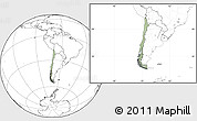 Savanna Style Location Map of Chile, blank outside, hill shading inside