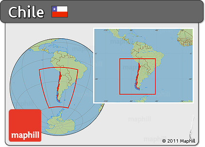 Savanna Style Location Map of Chile, within the entire continent