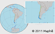 Savanna Style Location Map of Chile, gray outside, hill shading inside