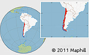 Savanna Style Location Map of Chile, highlighted continent