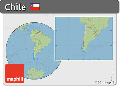Savanna Style Location Map of Chile, hill shading inside