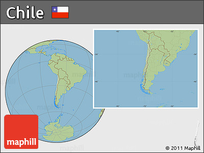 Savanna Style Location Map of Chile, hill shading inside