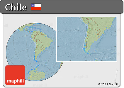 Savanna Style Location Map of Chile, hill shading outside