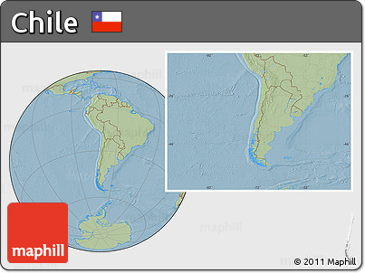 Savanna Style Location Map of Chile, hill shading outside