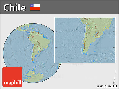Savanna Style Location Map of Chile, hill shading outside