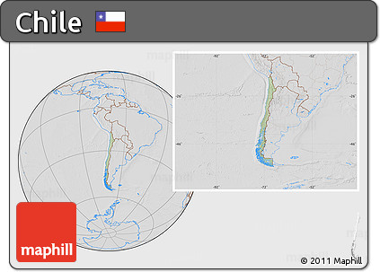 Savanna Style Location Map of Chile, lighten, desaturated, hill shading