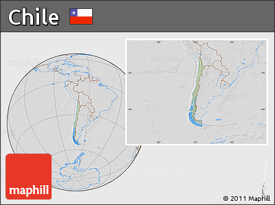 Savanna Style Location Map of Chile, lighten, desaturated, hill shading