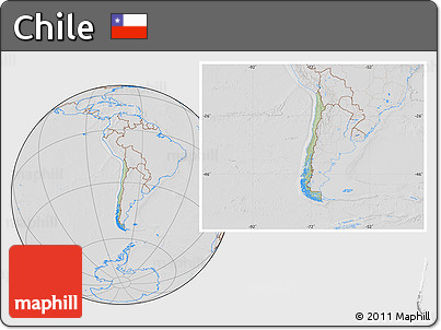 Savanna Style Location Map of Chile, lighten, desaturated, hill shading