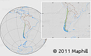 Savanna Style Location Map of Chile, lighten, desaturated, hill shading