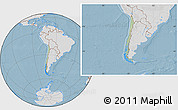 Savanna Style Location Map of Chile, lighten, desaturated, land only, hill shading