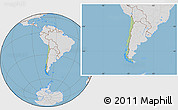 Savanna Style Location Map of Chile, lighten, desaturated, land only