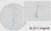 Savanna Style Location Map of Chile, lighten, desaturated