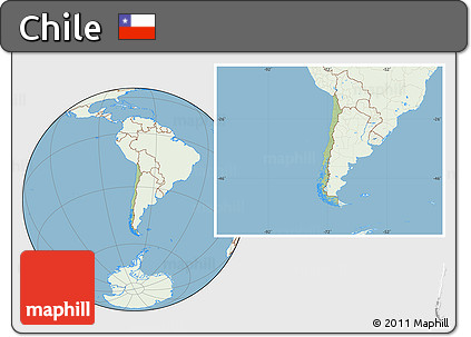 Savanna Style Location Map of Chile, lighten, land only